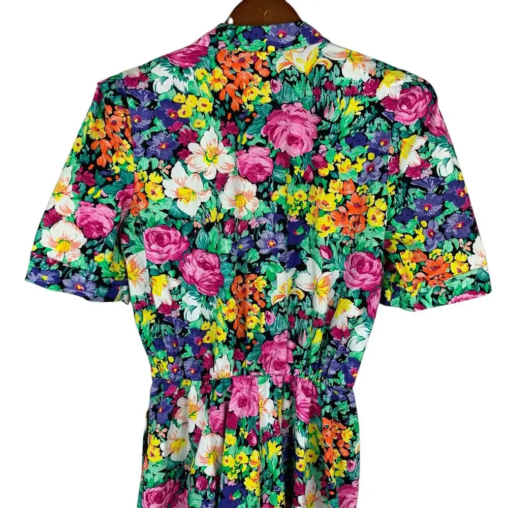 Vintage Jeffrey & Dara by Linda Hutley Dress Floral Fit & Flare Midi Women's 7 9 - Picture 7 of 9